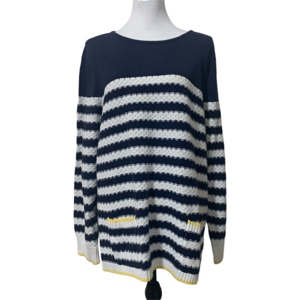 NWT CJ Banks Striped Women's Sweater w/Pockets - Plus Size 1X (16/18W)